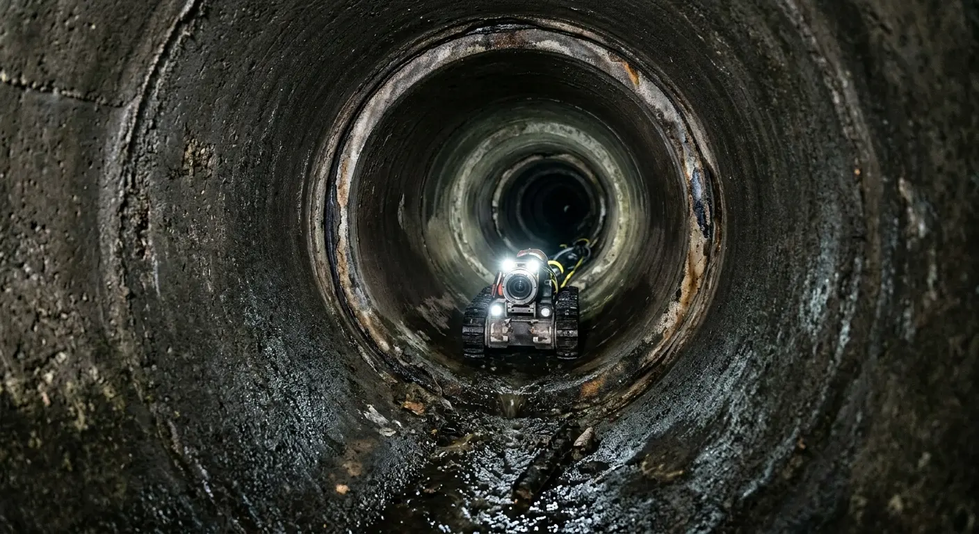 Robotic sewer camera inspecting pipe interior for Drain Snake Service in Sandy Oaks